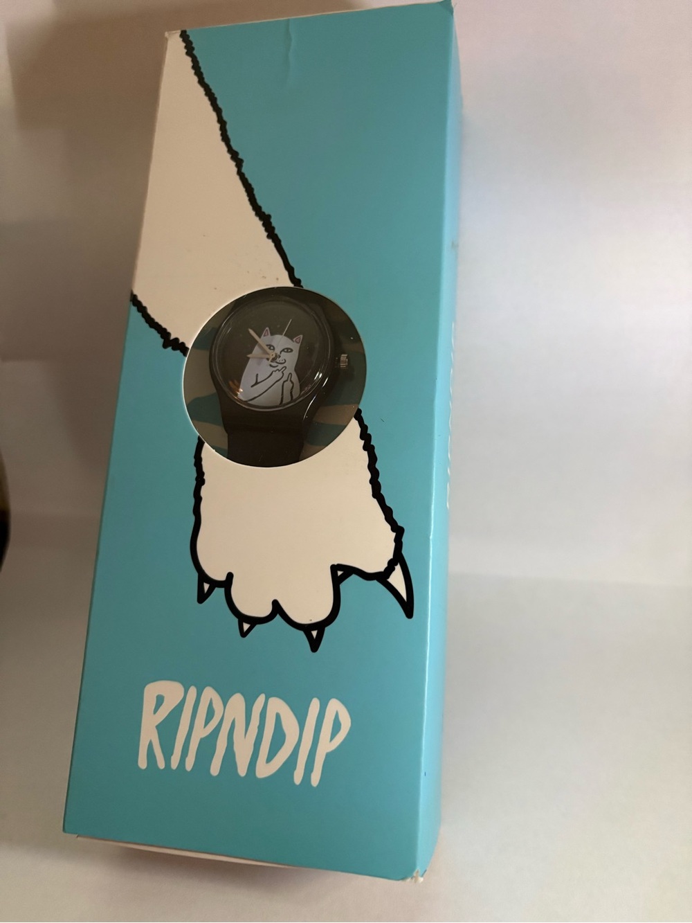 Ripndip Black Watch with Teal Box and Cat Graphic - Never worn